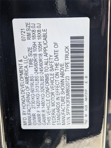 2021 Honda Ridgeline Black Edition